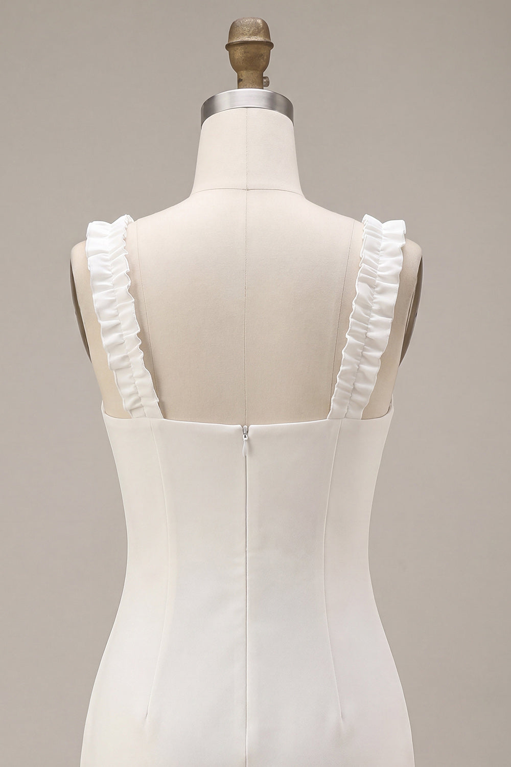 White Square Neck Tight Short Graduation Dress