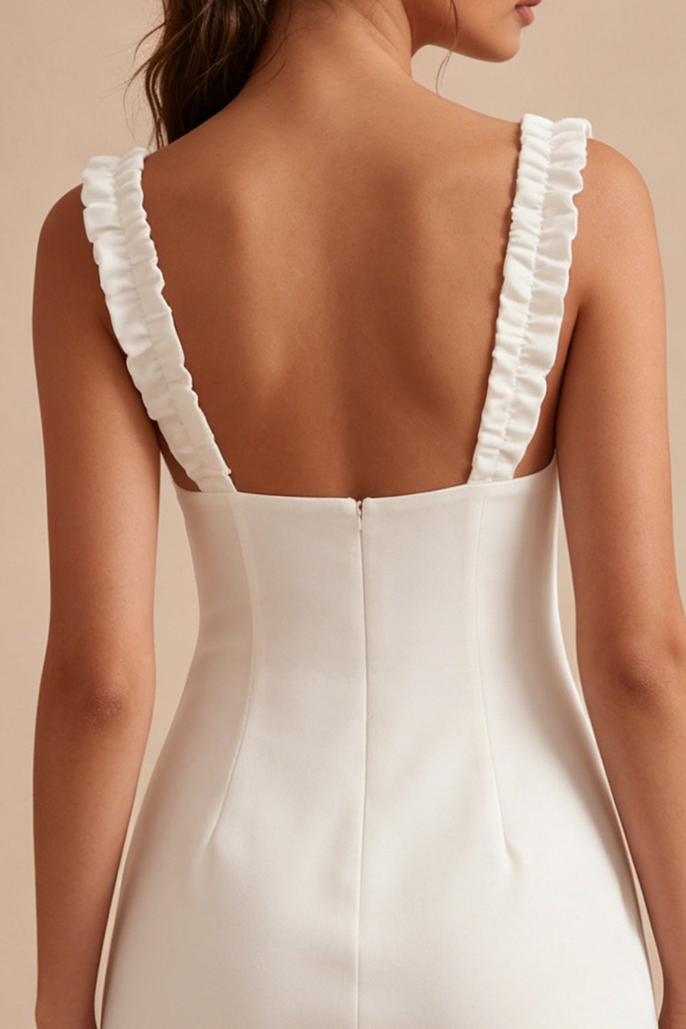 White Square Neck Tight Short Graduation Dress