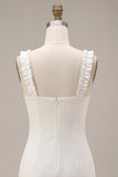 White Square Neck Tight Short Graduation Dress