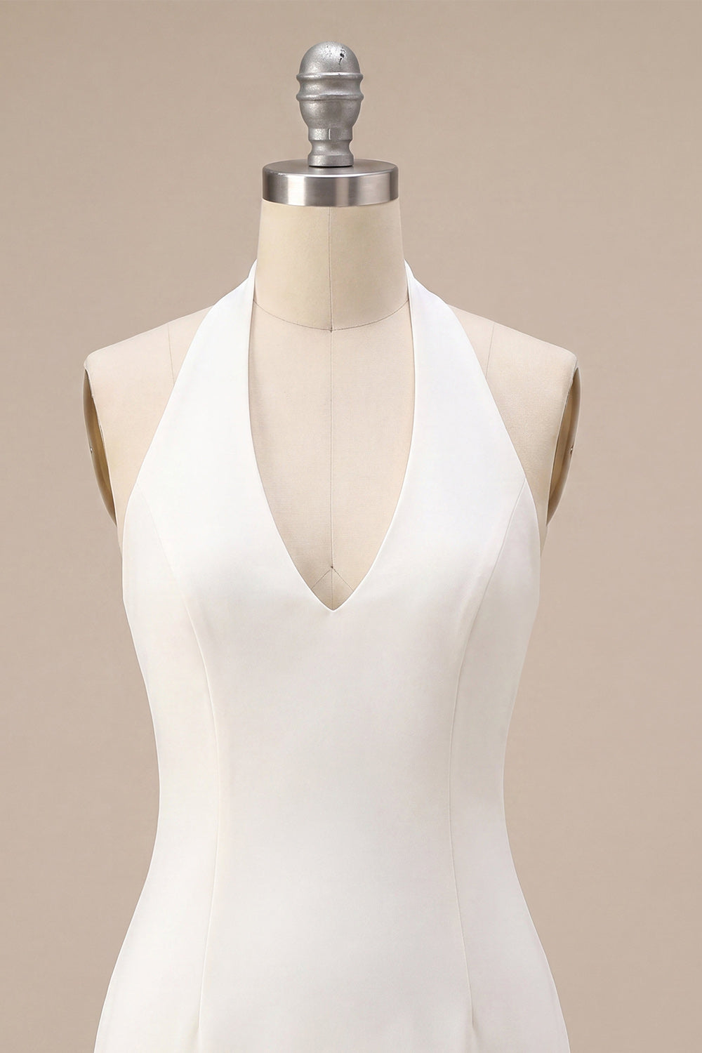 White Halter Neck Tight Short Graduation Dress with 3D Flowers