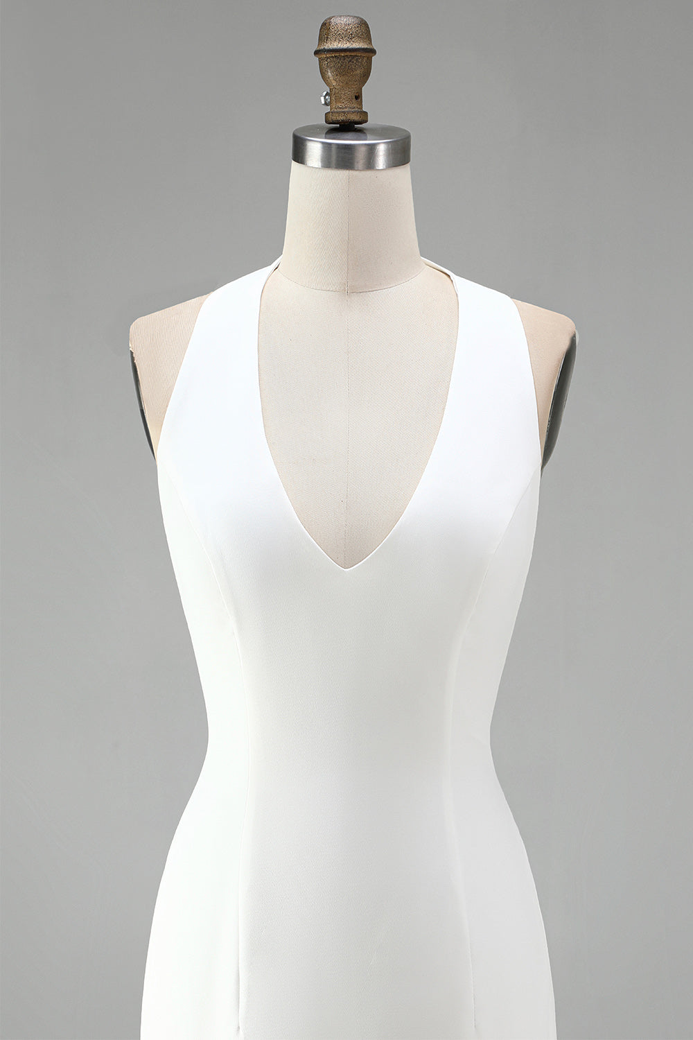 White Halter Neck Tight Short Graduation Dress with 3D Flowers