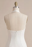 White Halter Neck Tight Short Graduation Dress with 3D Flowers