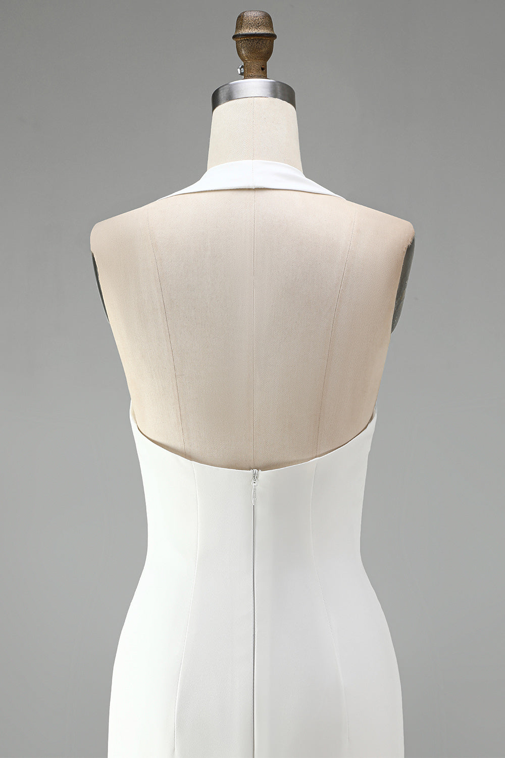 White Halter Neck Tight Short Graduation Dress with 3D Flowers