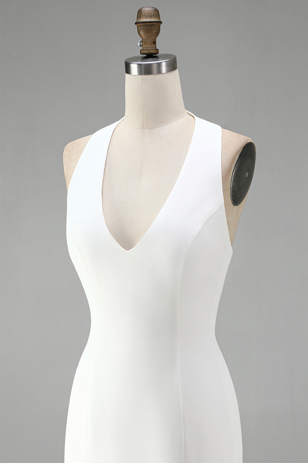White Halter Neck Tight Short Graduation Dress with 3D Flowers