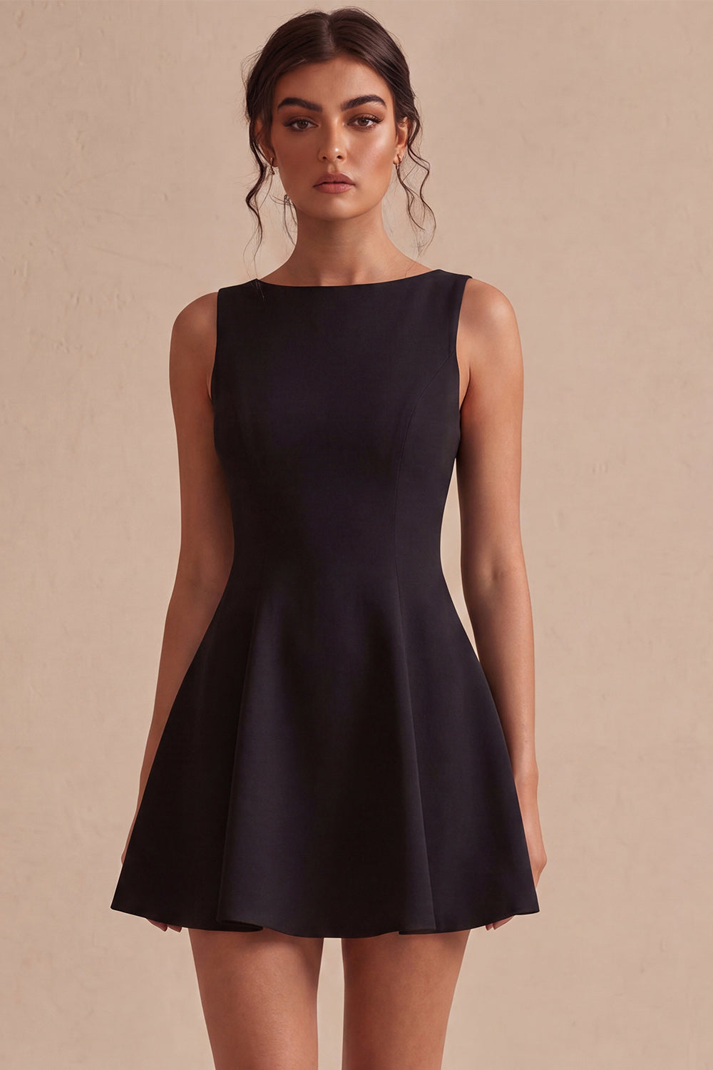 White Bateau Neck A-Line Short Graduation Dress
