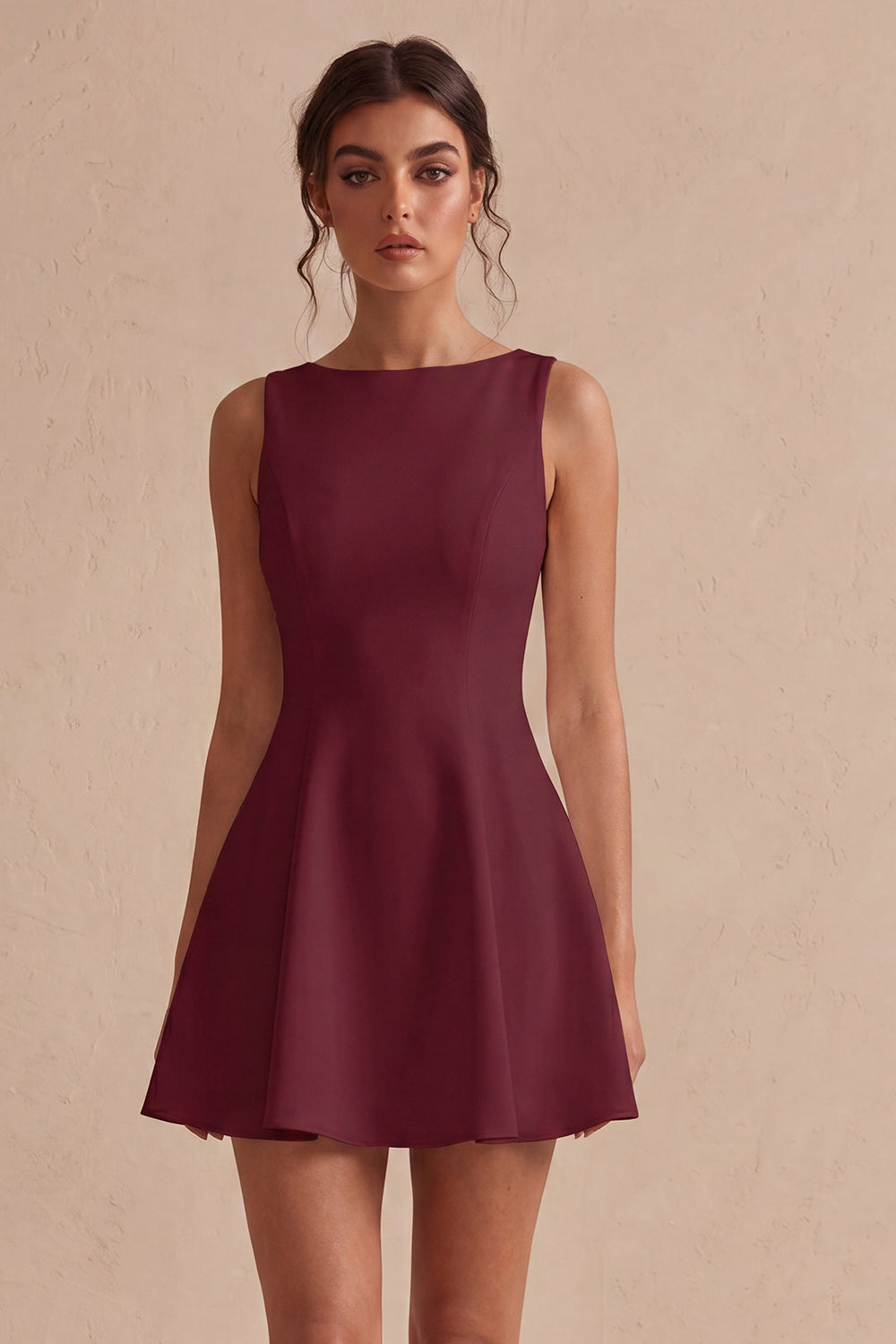 White Bateau Neck A-Line Short Graduation Dress