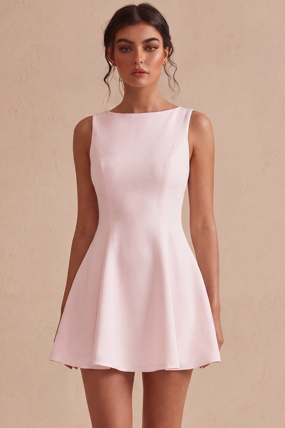 White Bateau Neck A-Line Short Graduation Dress