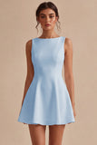 White Bateau Neck A-Line Short Graduation Dress