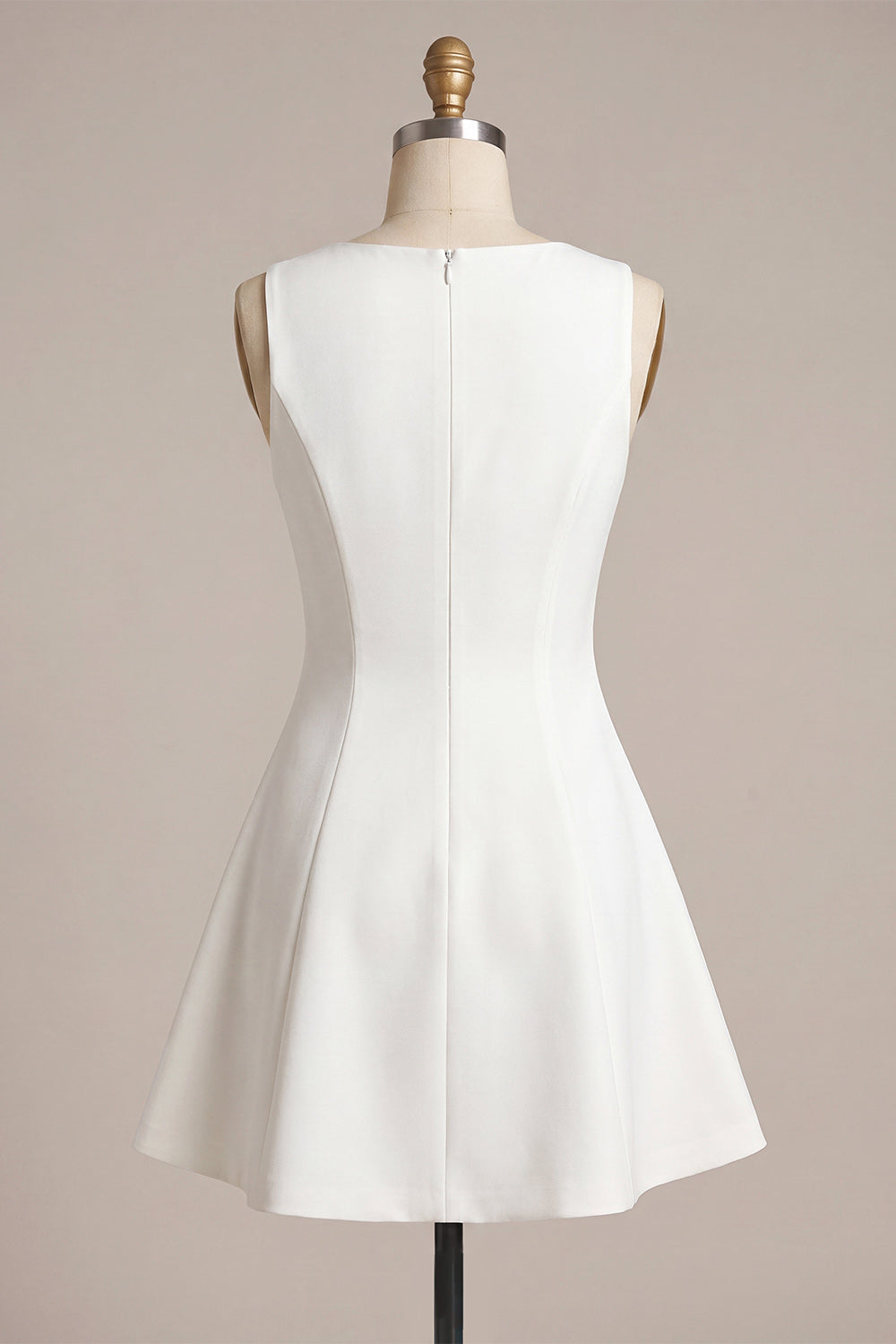 White Bateau Neck A-Line Short Graduation Dress