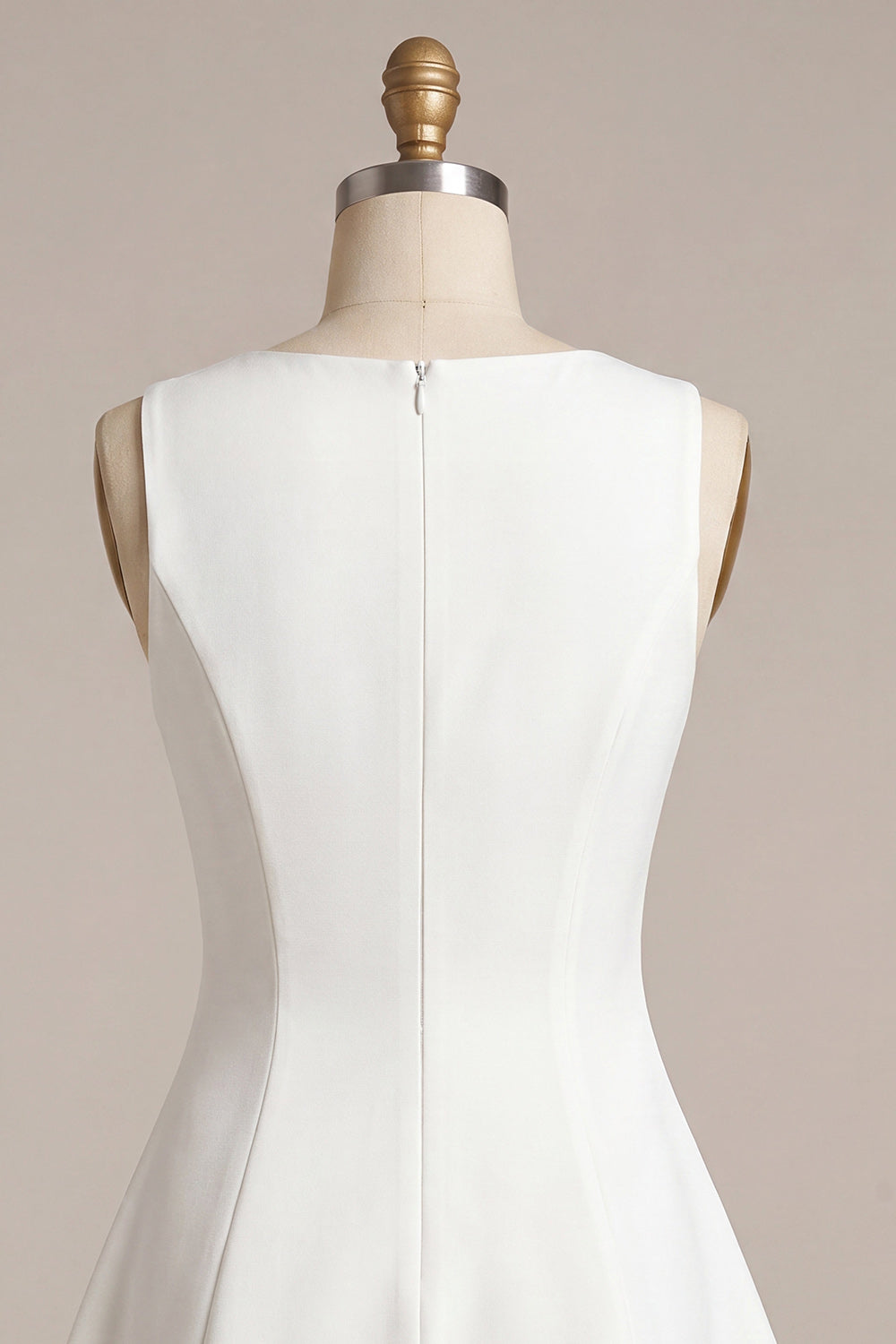 White Bateau Neck A-Line Short Graduation Dress
