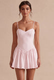 White Spaghetti Straps A-Line Short Graduation Dress