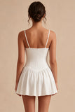 White Spaghetti Straps A-Line Short Graduation Dress