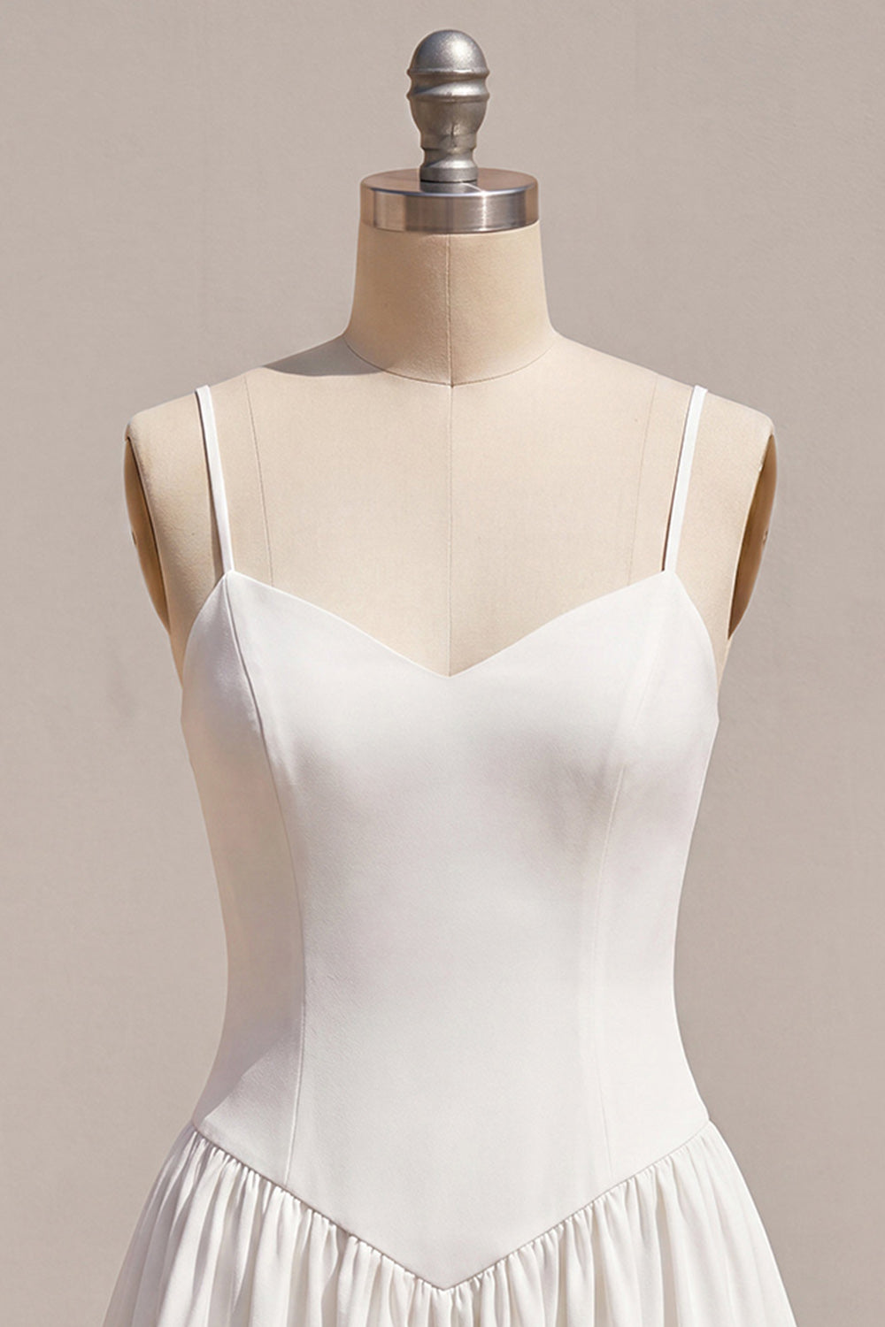 White Spaghetti Straps A-Line Short Graduation Dress