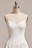 White Spaghetti Straps A-Line Short Graduation Dress