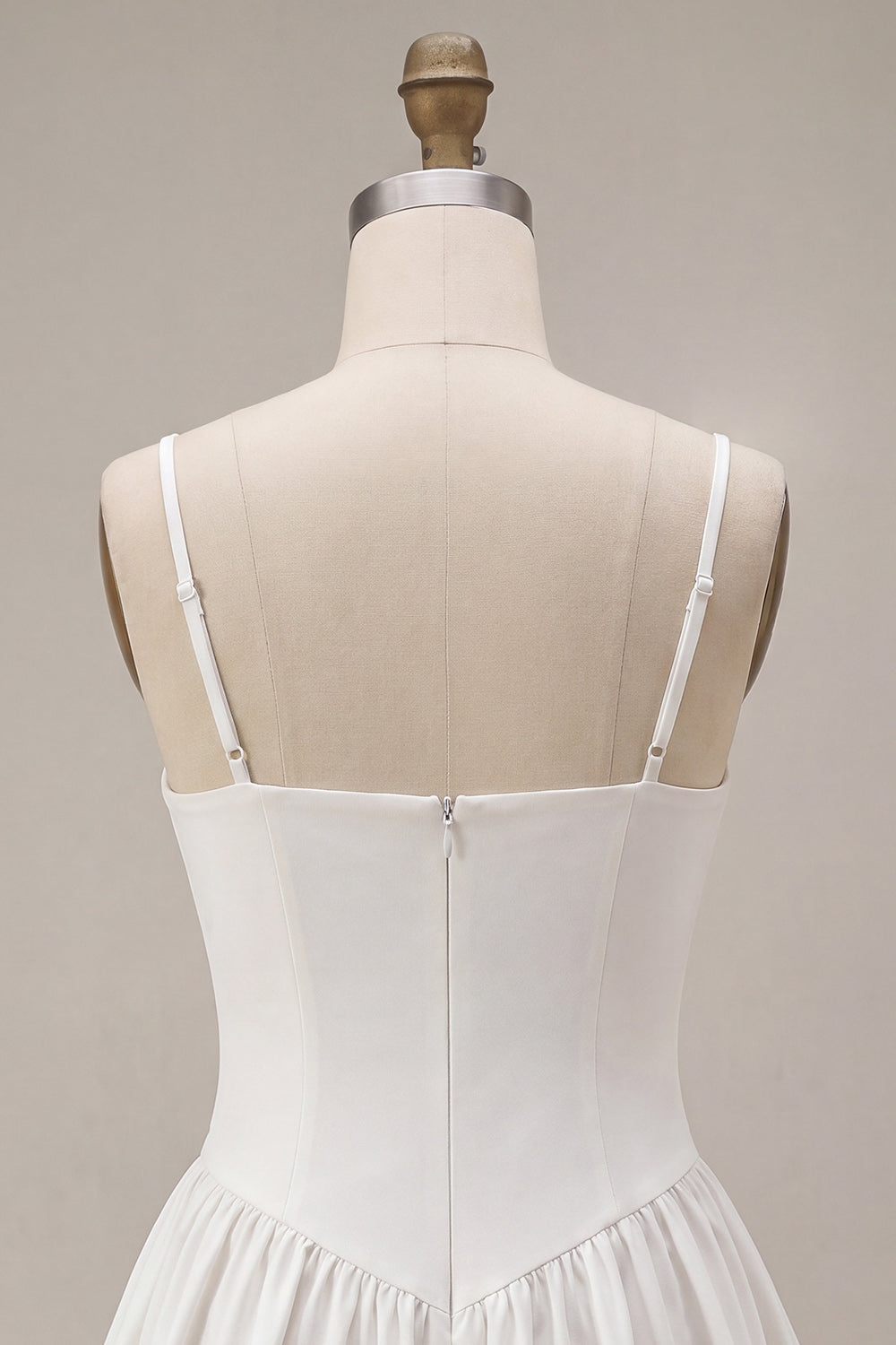 White Spaghetti Straps A-Line Short Graduation Dress