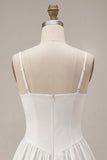 White Spaghetti Straps A-Line Short Graduation Dress