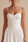 White Spaghetti Straps A-Line Short Graduation Dress