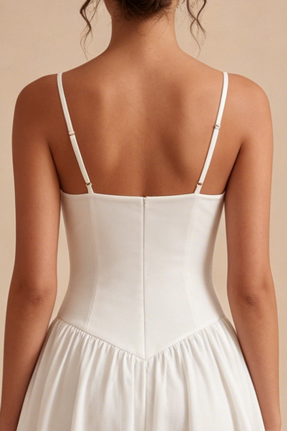 White Spaghetti Straps A-Line Short Graduation Dress