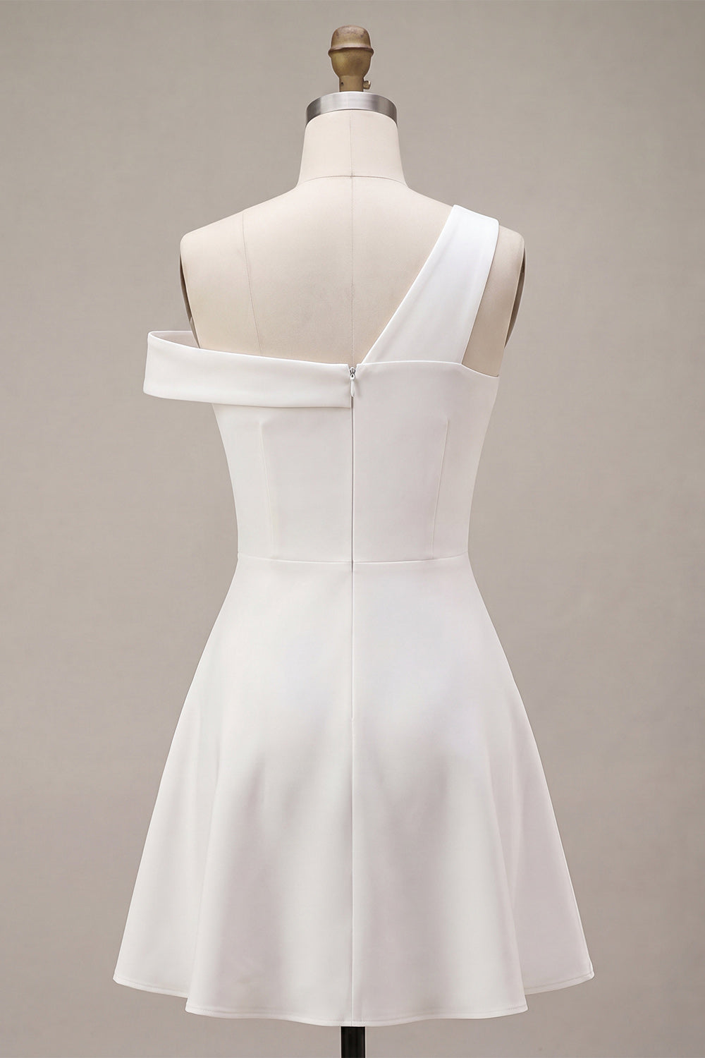 White One Shoulder A-Line Short Graduation Dress