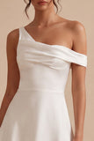 White One Shoulder A-Line Short Graduation Dress