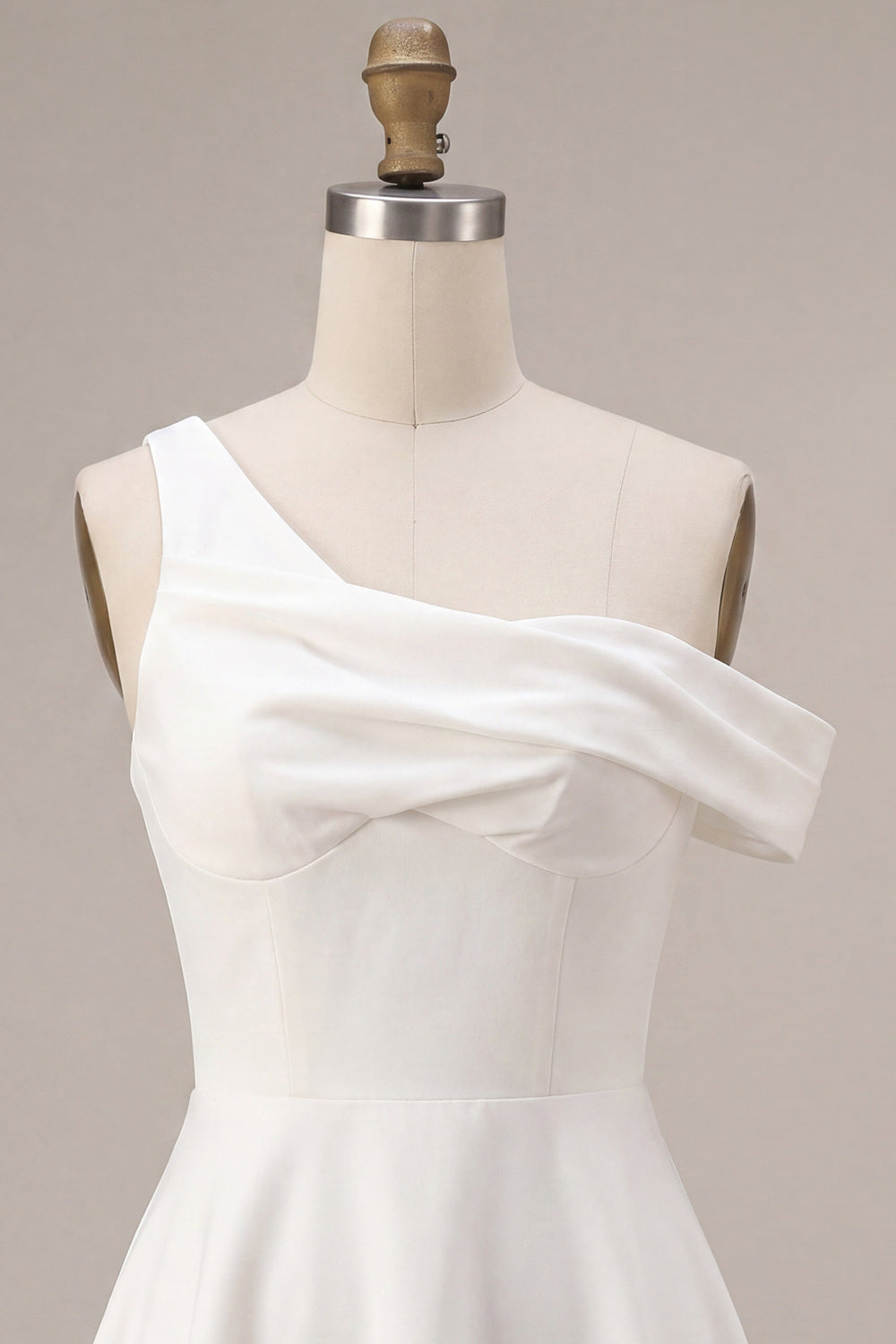 White One Shoulder A-Line Short Graduation Dress