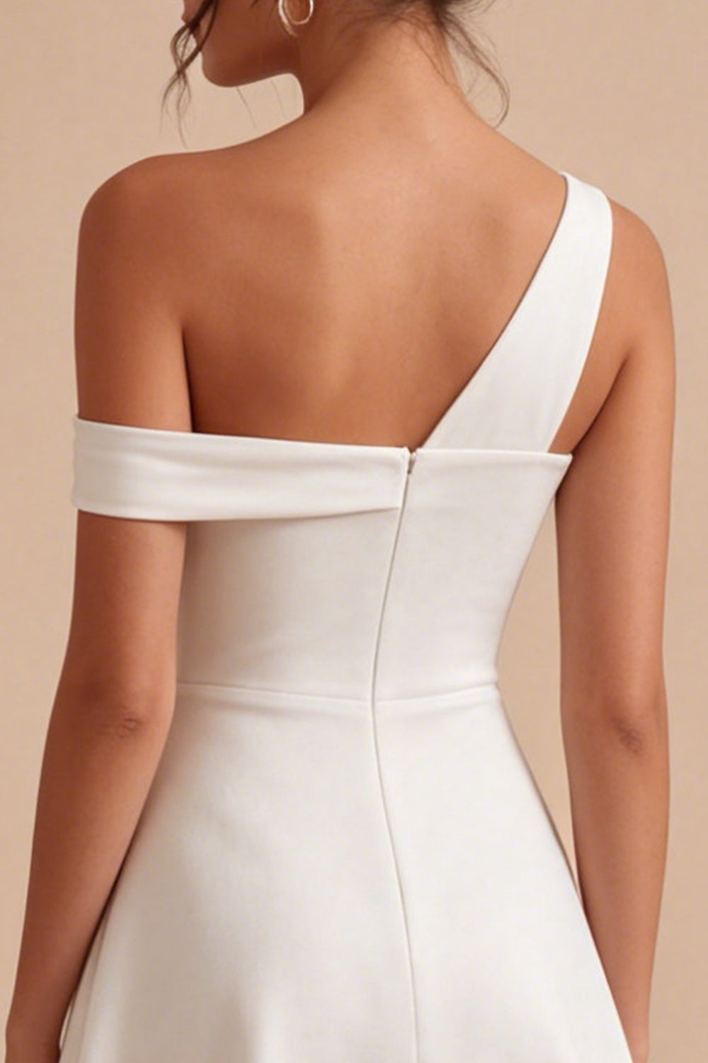 White One Shoulder A-Line Short Graduation Dress