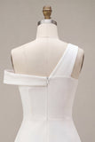 White One Shoulder A-Line Short Graduation Dress