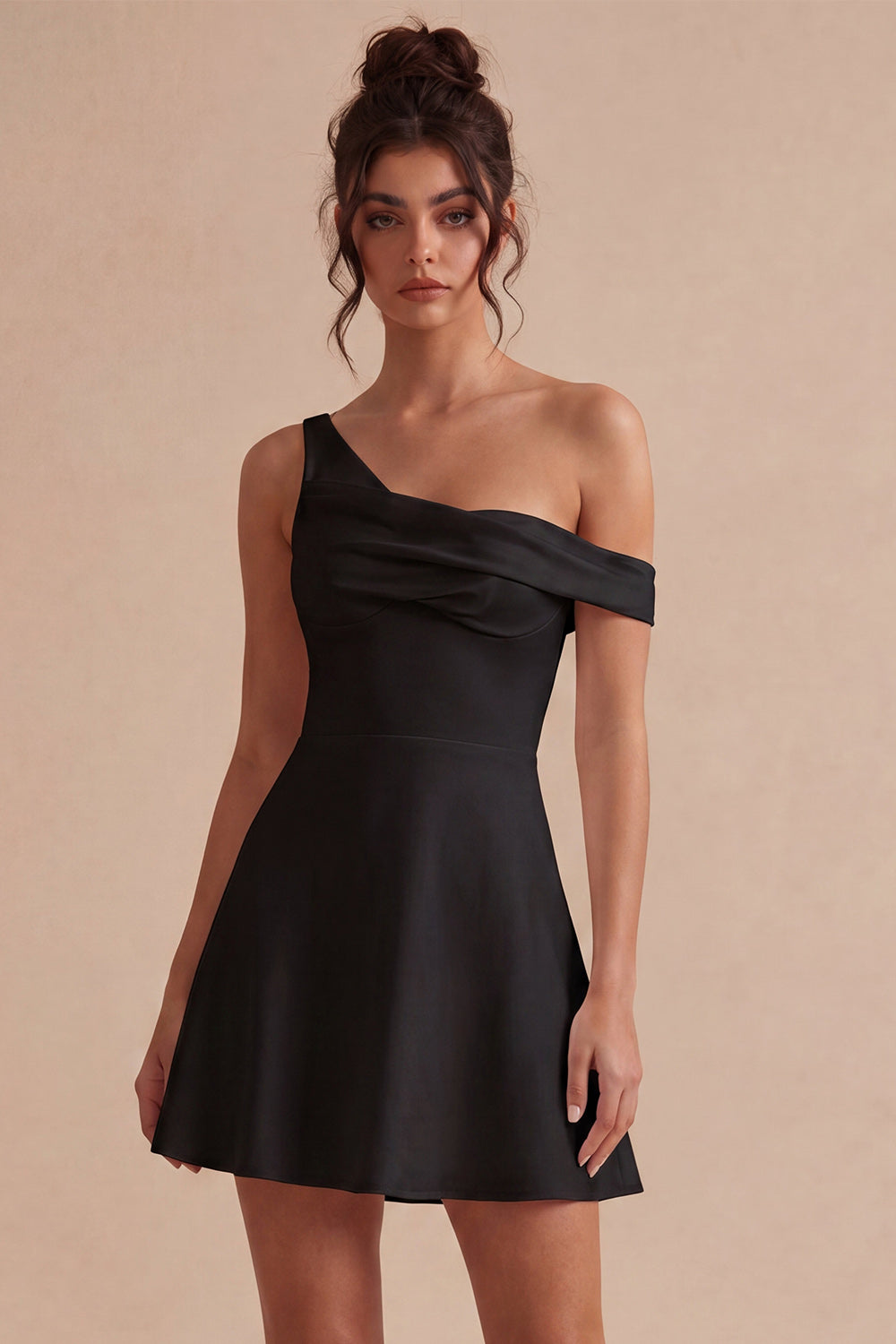 White One Shoulder A-Line Short Graduation Dress