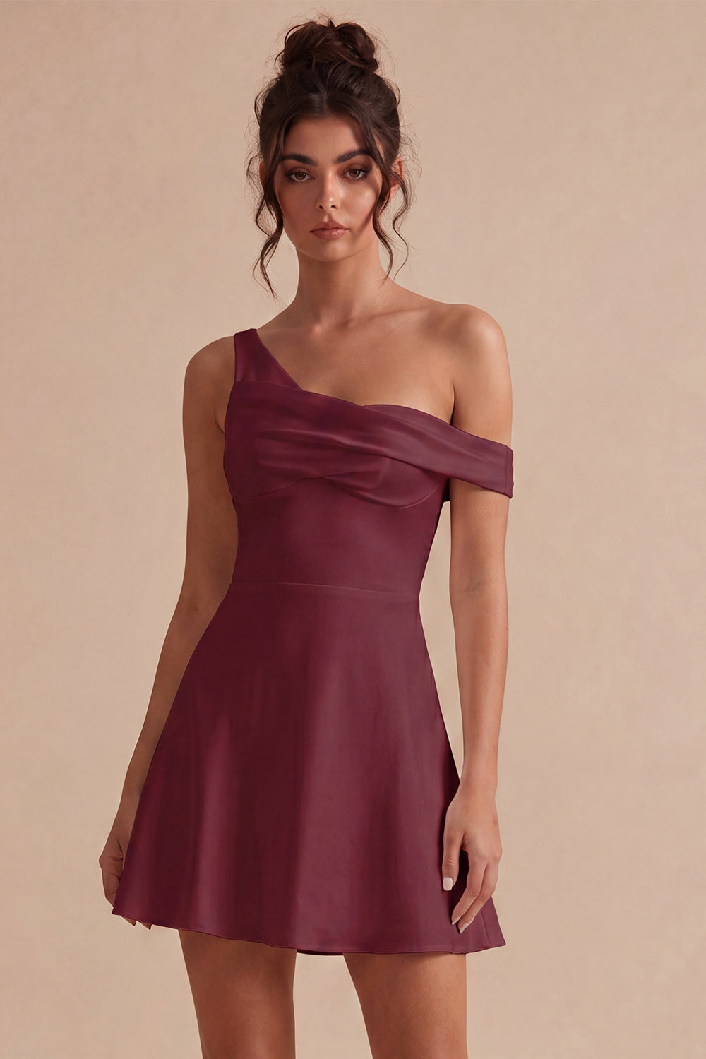 White One Shoulder A-Line Short Graduation Dress