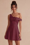 White One Shoulder A-Line Short Graduation Dress