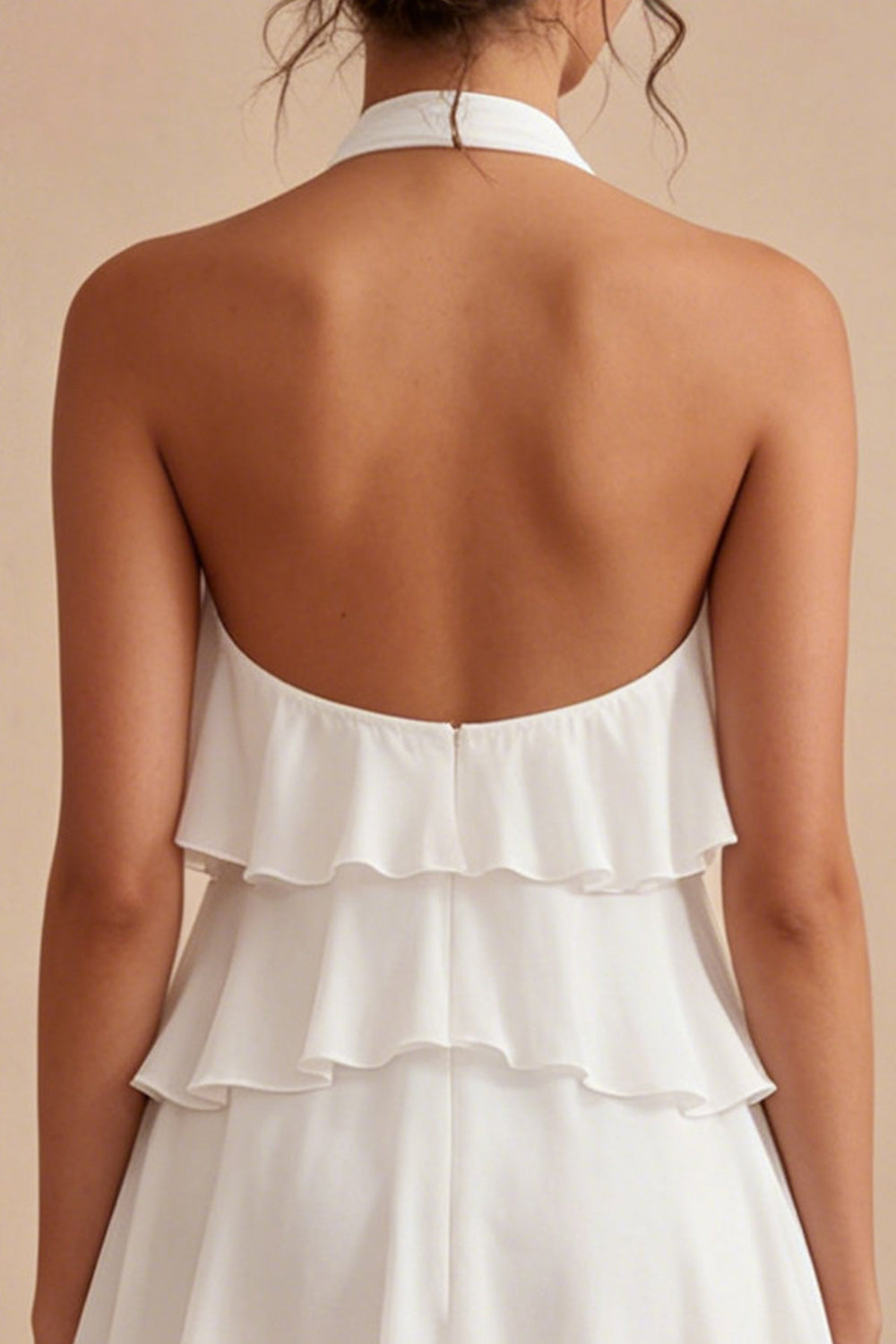White Tiered Ruffled A-Line Short Graduation Dress with 3D Flower