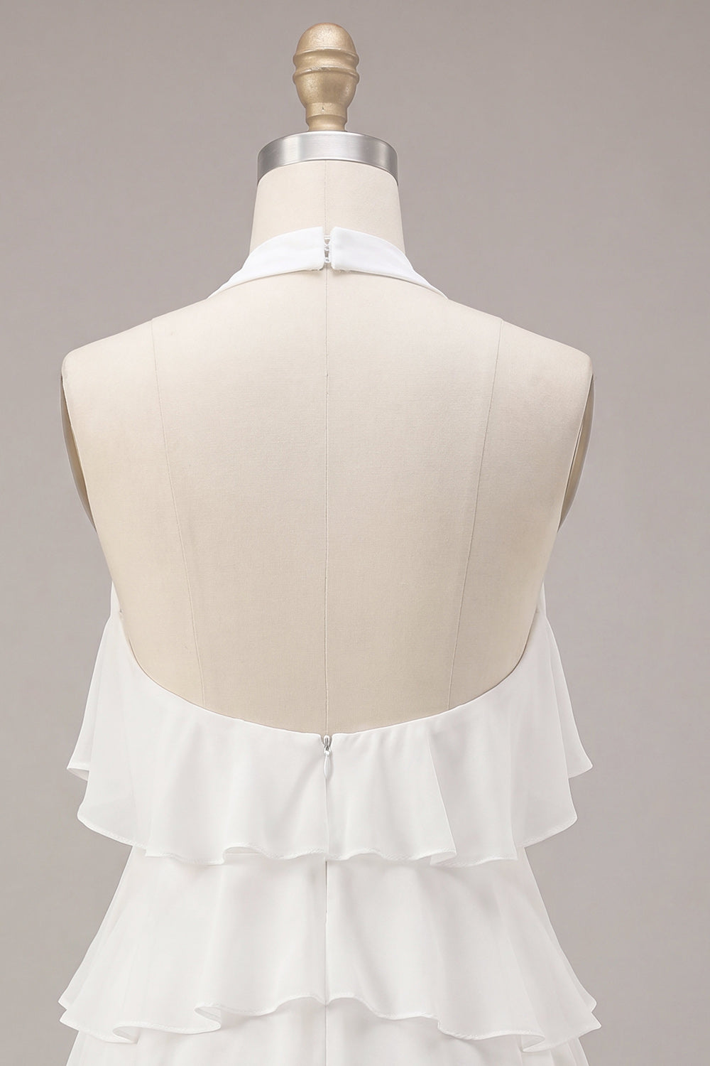 White Tiered Ruffled A-Line Short Graduation Dress with 3D Flower