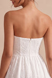 White Lace Strapless A-Line Short Graduation Dress