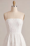 White Lace Strapless A-Line Short Graduation Dress