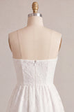 White Lace Strapless A-Line Short Graduation Dress