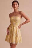 White Lace Strapless A-Line Short Graduation Dress