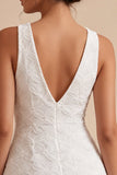 Floral White V-Neck A-Line Short Graduation Dress with Bow