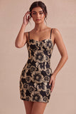 Floral Ivory Jacquard Tight Short Graduation Dress