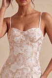 Floral Ivory Jacquard Tight Short Graduation Dress