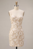 Floral Ivory Jacquard Tight Short Graduation Dress