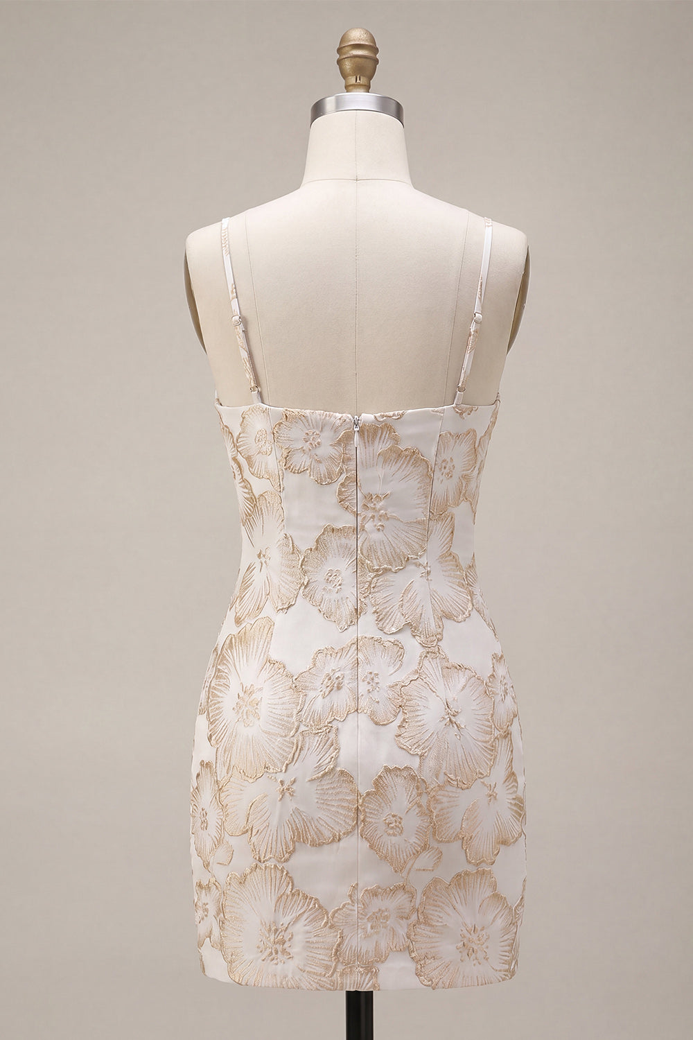 Floral Ivory Jacquard Tight Short Graduation Dress