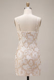 Floral Ivory Jacquard Tight Short Graduation Dress