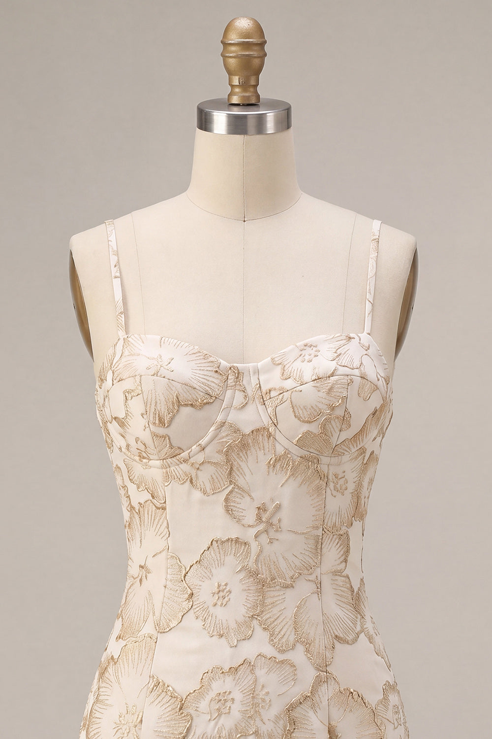 Floral Ivory Jacquard Tight Short Graduation Dress