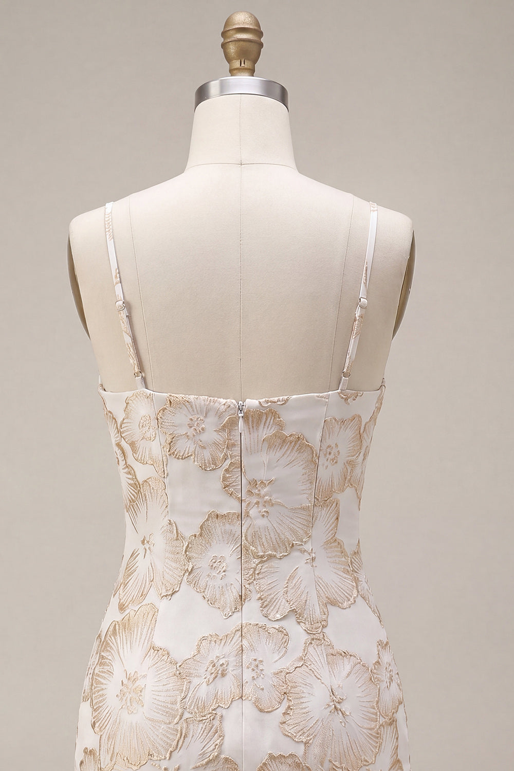 Floral Ivory Jacquard Tight Short Graduation Dress