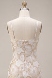 Floral Ivory Jacquard Tight Short Graduation Dress
