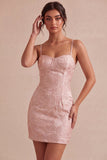 Floral Ivory Jacquard Tight Short Graduation Dress