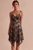 Floral Ivory A-Line Spaghetti Straps Short Graduation Dress