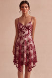Floral Ivory A-Line Spaghetti Straps Short Graduation Dress