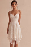 Floral Ivory A-Line Spaghetti Straps Short Graduation Dress