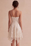 Floral Ivory A-Line Spaghetti Straps Short Graduation Dress